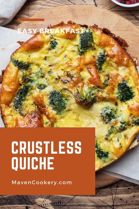 Crustless Quiche slice on plate with broccoli and bacon. #crustlessquiche #easycrustlessquiche #healthycrustlessquiche #broccoliquiche #crustlessbroccoliquiche #crustlessbroccolibaconquiche #easybreakfastquiche #easyeggbreakfast Easy Crustless Quiche, Bacon Quiche Recipe, Easy Egg Breakfast, Bacon Broccoli, Broccoli Quiche, Bacon Quiche, Easy To Make Breakfast, Healthy Party Food, Easy Meals For Two