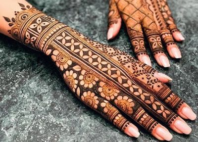 Fine Mehndi Designs, Gangaur Mehndi Designs, Easy Back Hand Mehndi, Back Hand Mehndi Design, Mehandhi Designs, Indian Mehndi, Front Mehndi Design, Back Hand Mehndi, Indian Mehndi Designs