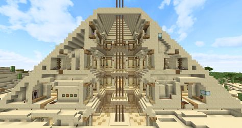 Minecraft Pyramid Interior, Minecraft Pyramid, Minecraft Desert, Villa Minecraft, Construction Minecraft, Minecraft Building Guide, Pyramid Design, Minecraft Mansion, Bangunan Minecraft