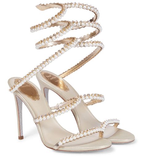 One of my favourite designer pieces #mytheresa Feather Sandals, Bridal Sneakers, Dr Shoes, Crystal Heels, Rene Caovilla, Silver Sandals, Metallic Sandals, Designer Boots, Valentino Studs