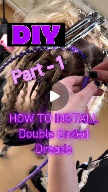 BasiliskHairs ⭐️ DREADS extensions on Instagram: "DIY 🔥 How to Install Dreads - PART 1  The video longer than allowed in the REEL - so we had to split it into two parts  ❗️PART 2 - NEXT VIDEO @basilisk_hairs   🌟HALF-EIGHT METHOD 🌟  🦄 This method allows you to install temporary dreadlocks at any length of your own hair. Yes-yes, even if your own hair to the waist and you want dreadlocks to the shoulders 💜 🦄 The neatest - you can braid all the short hair at the roots, and it will not frizz the whole time you use dreadlocks 👸🏼  🦄 The longest-lasting - one installation lasts for several months: until your own hair grows so much that you want to reinstall it 🕰  🦄 You can do it yourself, using a mirror. Or use the help of a friend - don't forget to show him/her the video 😄  ‼️ the vi Synthetic Dread Installation, Half Dreaded Hair Hairstyles, Braid In Dreadlock Extensions, How To Braid In Dread Extensions, How To Install Double Ended Dreadlocks, Braided In Dreads Extensions, Installing Double Ended Dreads, De Dreads Install, Single Ended Dreads Install