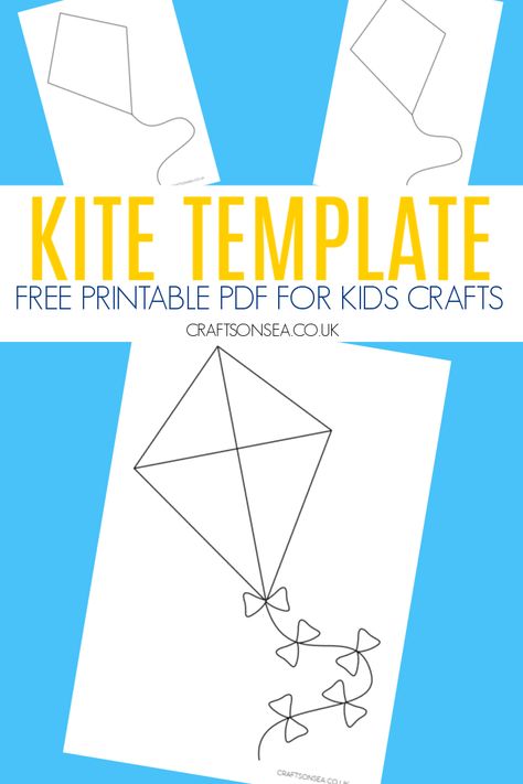 Kite Template (FREE Printable PDF) Kite Activity For Preschool, Kite Crafts Preschool, Kite Craft Kindergarten, Kite Printable Templates, K Is For Kite Craft Preschool, Kite Art Project, Kite Craft Preschool Free Printable, K For Kite Preschool, Kite Art For Kids