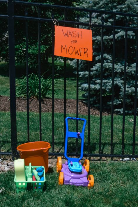 Mower Birthday Party, Lawn Mower Birthday, Lawn Mower Birthday Party, Lawn Mower Party, Kids Birthday Party Activities, Second Birthday Party, Favorite Activity, 2nd Birthday Party, Birthday Party Activities