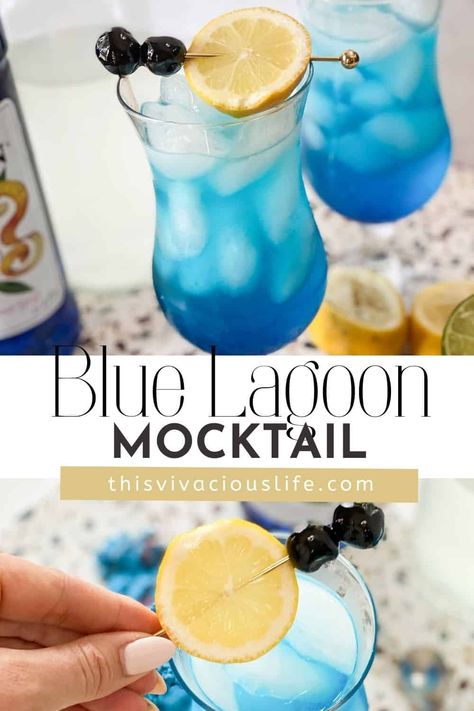 Moana Drink Ideas, Prom Drink Ideas, Blue Hawaiian Punch Recipe Non Alcoholic, Blue Virgin Drinks, Virgin Blue Lagoon, Fizzy Alcoholic Drinks, Blue Hawaiian Drink Recipe Non Alcoholic, Virgin Blue Hawaiian Drink, Blue Curacao Drinks Non Alcoholic