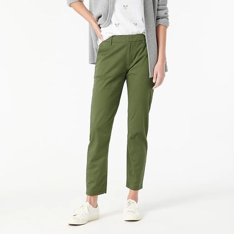 J.Crew: Slim Boyfriend Chino Pant For Women Olive Pants Outfit, Olive Pants, Pant For Women, Drawstring Trousers, Olive Green Pants, J Crew Women, Green Pants, Jcrew Women, Shoes With Jeans