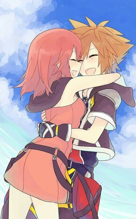 Kingdom Hearts - Sora x Kairi - SoKai Art Hug, Kairi Kingdom Hearts, Sora And Kairi, Kingdom Hearts Wallpaper, Kingdom Hearts Characters, Cute Hug, Kingdom Hearts Fanart, Sora Kingdom Hearts, Kingdom Hearts Art