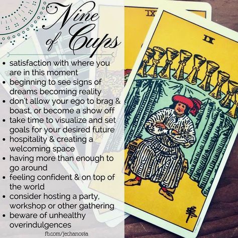 Nine of Cups Nine Of Cups Tarot, 9 Of Cups, Cups Tarot Meaning, Tarot Advice, Nine Of Cups, Tarot Divination, Two Of Cups, Kartu Tarot, Tarot Reading Spreads