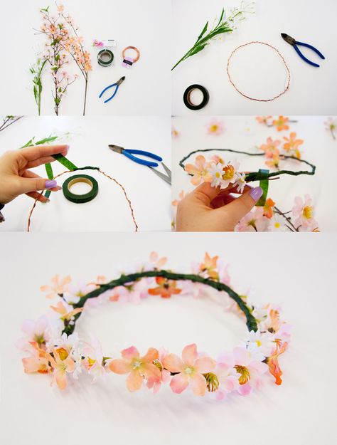 Make A Flower Crown, Diy Floral Crown, Crown Tutorial, Photo Props Diy, Headband Diy, Flowers Crown, Diy Flower Crown, Fleurs Diy, Diy Crown