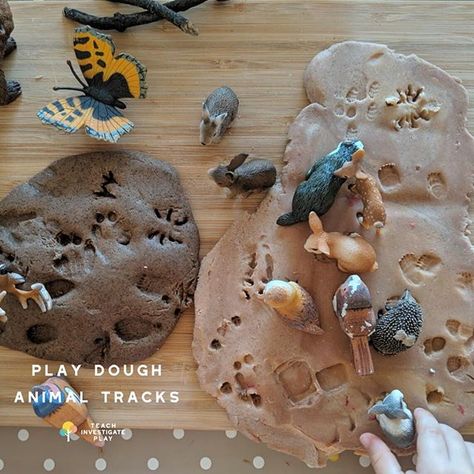 If you're looking for super simple play dough activities, it doesn't get any easier than this!⁣ .⁣ Simply pair animal figurines with play dough to help your little one explore tracks and footprints.⁣ .⁣ If you saw my infographic on pre-writing skills last Flisat Activities, Play Dough Animals, Cinnamon Play Dough, Play Dough Activities, Forest Animals Preschool, Habitat Diorama, Play Dough Invitation, Animals Activities, Forest Animals Theme