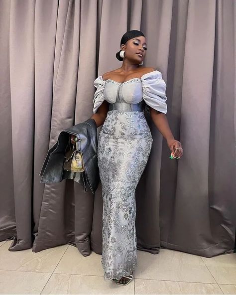 Latest and Stunning Aso Ebi Gown Style 2021. - Ladeey Brocade Dress Modern African Fashion, Nigerian Lace Styles For Wedding, Lace Asoebi, Lace Asoebi Styles, Prom Dresses Black Women, Lace Styles For Wedding, Lace Long Gown, Nigerian Lace Styles Dress, Nigerian Lace Styles