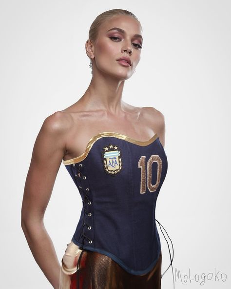 #10 Messi for AFA FANS! ⚽️⚽️⚽️ Just added a stunning new piece to my sports team apparel collection! Check out this corseted top representing the Alpha Argentinian Football Association. Paying homage to the legendary #10, the glorious Messi. Whether on the field or off, Messi continues to inspire with his brilliance. ⚽️💙 #Messi #CorsetTop #SoccerApparel #SoccerStyle #FootballJersey #Messi10 #SoccerLegend #EuropeanSoccer #SoccerPlayer #MessiMagic #SportsFashion #SoccerFanatic #SportyChic #St... Soccer Number, Corset Bustier Top, Sports Team Apparel, Date Night Fashion, Dresses Date Night, Nfl Dallas Cowboys, Bra Cup Sizes, Corset Bustier, Kids Couture