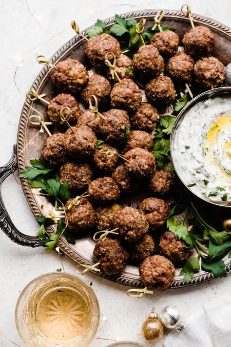 Festive Platter, Moroccan Lamb Meatballs, Meatball Appetizers, Pomegranate Glaze, Moroccan Meatballs, Spiced Lamb, New Years Appetizers, Moroccan Lamb, Quick Lunch Recipes