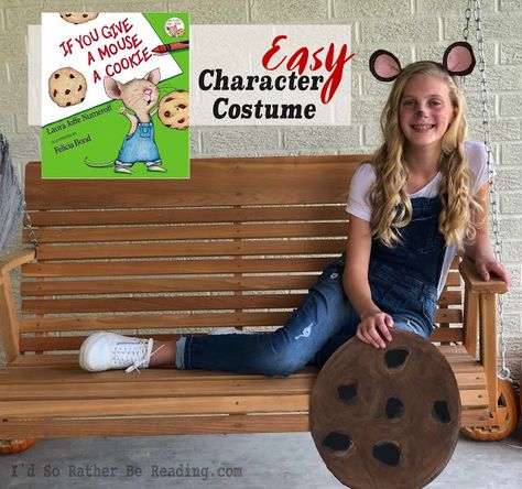 Easy Character Costume: If You Give a Mouse a Cook  #DIY #cheap #quick #easy Kids Movie Character Costumes Diy, If You Give A Mouse A Cookie Costume Diy, If You Give A Mouse A Cookie Costume, Cookie Costume Diy, Easy Character Costumes, Storybook Character Costumes, Book Characters Dress Up, Reading Week, Cookie Costume