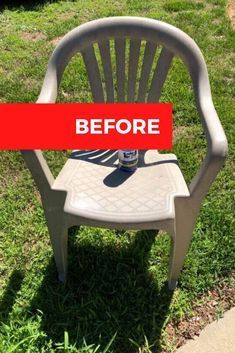 Has your outdoor furniture seen better days? Check out this easy DIY face lift idea and learn how to paint your old dirty plastic chairs to give them new life. #diy #plastic #chairs #makeover | sponsored Plastic Chair Makeover, Painting Plastic Chairs, Outdoor Plastic Chairs, Kursi Outdoor, Plastic Outdoor Furniture, Backyard Chairs, Plastic Chairs, Chairs Outdoor, Chair Makeover