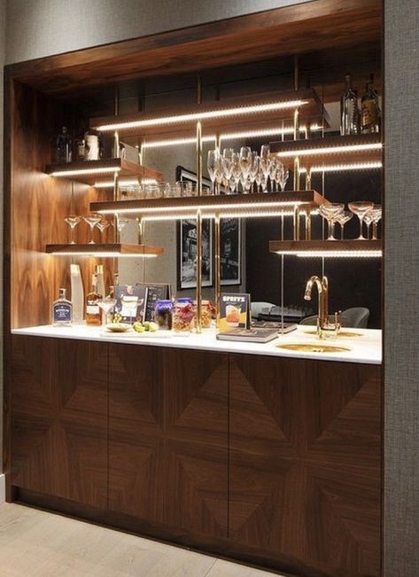 Home Bar Ideas Living Room, Bar In Living Room, Mid Century Modern Bar, Bar Mini, Home Bar Cabinet, Modern Home Bar, Home Bar Rooms, Bar Sala, Home Bar Design