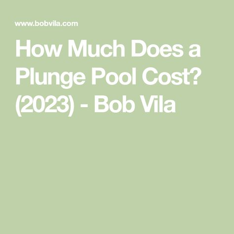 How Much Does a Plunge Pool Cost? (2023) - Bob Vila Plunge Pool Cost, 2023 Bob, Pool Cost, Vinyl Pool, Small Yards, Vinyl Liners, Bob Vila, Pool Sizes, Pool Installation