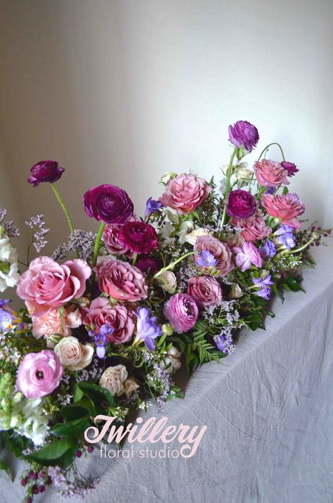 Spring Garden delights of ranuncula, snapdragons, freesia, boronia and garden roses, in beautiful berry tones of pinks, magenta, lilac and creams. Berry Tones Wedding, Magenta Wedding Theme, Bridal Table Flowers, Lilac Fairy, Perth Wedding, Berry Tones, Magenta Wedding, Lilac Bouquet, Lavender Bouquet