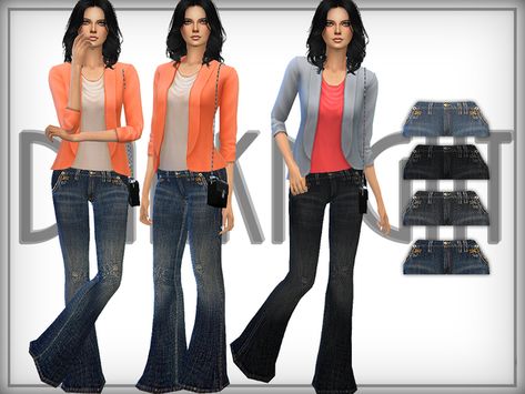 The Sims Resource: Distressed Flared Jeans by DarkNighTt • Sims 4 Downloads Die Sims 4, Play Sims 4, Womens Flare Jeans, Sims 4 Cc Folder, Sims 4 Downloads, Sims Four, Sims 4 Update, Y2k Clothes, Y2k Jeans