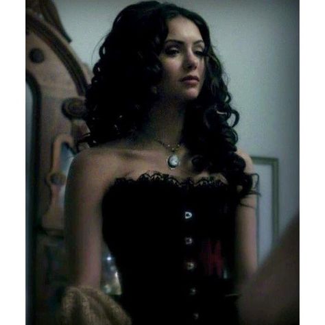 Katherine Pierce The Vampire Diaries <3 ❤ liked on Polyvore featuring home, home decor, nina dobrev and vampire diaries Katherine 1864, Katherine Pierce Outfits, Vampire Diaries Outfits, Katerina Petrova, The Vampire Diaries 3, Corset Outfit, Vampire Costume, Katherine Pierce, Elena Gilbert