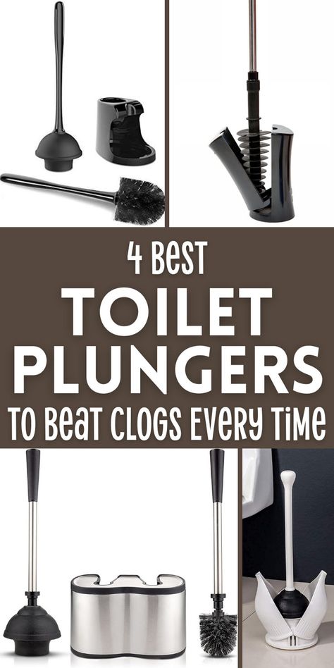 Best Toilet Plungers to Clear Clogs	4 Best Toilet Plungers to Beat Clogs Every Time Slow Flushing Toilet, Unclog Toilet, Toilet Plumbing, Slow Drain, Toilet Drain, Clogged Toilet, Toilet Repair, Plungers, Clogged Drain