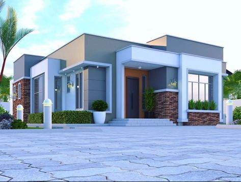 Hidden Roof House Design, Flat Roof House Designs, Flat Roof Design, Modern Bungalow House Design, Bungalow Style House, Flat Roof House, Bungalow Style House Plans, Affordable House Plans, House Roof Design