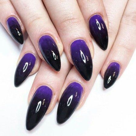 Clawdeen Wolf Outfit | ShopLook Purple Stiletto Nails, Ongles Goth, Black And Purple Nails, Black Ombre Nails, Dark Purple Nails, Purple Ombre Nails, Nail Art Halloween, Long Almond, Purple Nail Art