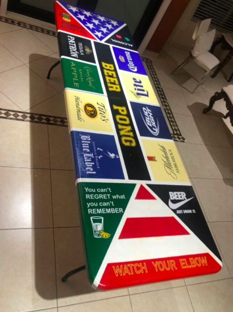 Guy Pong Table, Beer Dye Table Ideas Frat, Cup Pong Tables Painted Guys, Beer Pong Table Painted Men, Dye Board Ideas, Frat Pong Table Painted, Frat Beer Pong Table, Frat Table, Beer Pong Table Painted Ideas Boys