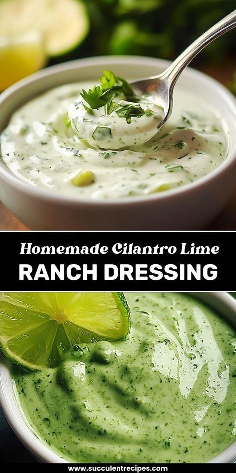 This Homemade Cilantro Lime Ranch Dressing brings a zesty twist to the classic ranch! Creamy, fresh, and packed with vibrant cilantro and lime flavors, it’s perfect for drizzling over salads or as a dip. Cilantro Ranch Dressing Recipe, Cilantro Lime Ranch, Diy Snack Ideas, Cilantro Lime Ranch Dressing, Cilantro Ranch Dressing, Lime Salad Dressing, Crema Recipe, Cozy Movie Night, Cilantro Dressing