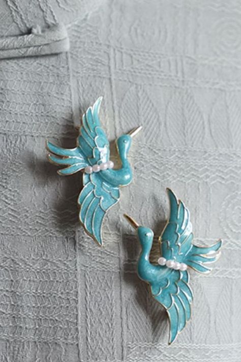 Eastern Crane Brooch Unique Jewelry