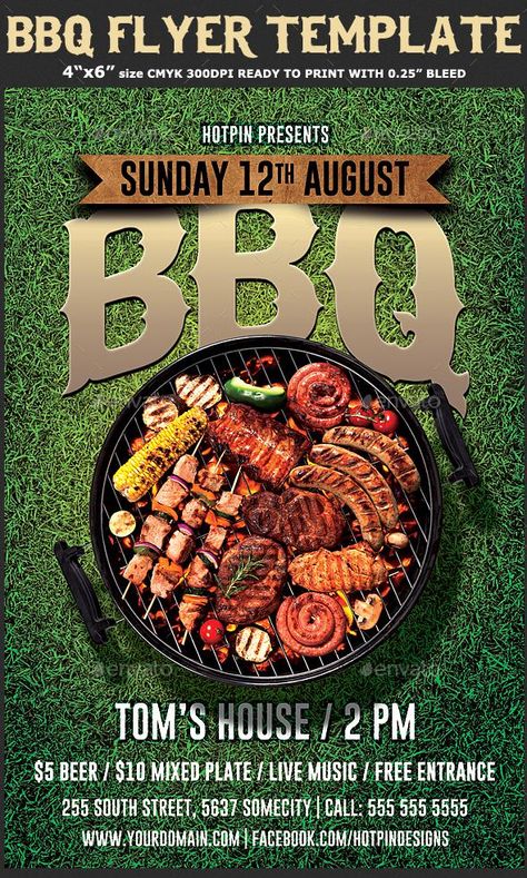 Barbecue Bbq Flyer Template for $9 - Envato Market #flyer #FlyerDesign #graphicdesign #PrintDesign #BestDesignResources Bbq Flyer, Photoshop Flyer Template, Photoshop Templates Free, Bbq Plates, Restaurant Poster, Fundraiser Flyer, Flyer Free, Free Brochure Template, Bbq Restaurant