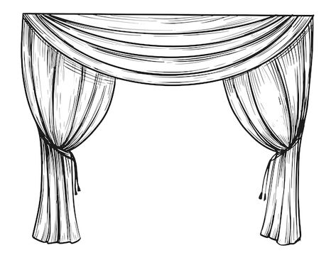 Curtain illustration. hand drawn sketch. | Premium Vector #Freepik #vector #theater-curtain #stage-curtain #drawn #theater-stage Curtain Illustration, Curtain Drawing, Theatre Curtains, Stage Curtains, Architecture Drawing Sketchbooks, Scrapbook Cover, Story Drawing, Easy Drawings For Kids, Drawing For Kids