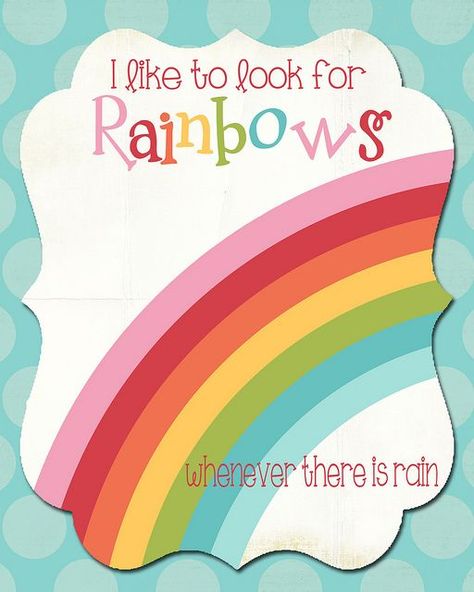 rainbow freebie by TamiRay76, via Flickr I Like To Look For Rainbows Printable, Baptism Talk, When I Am Baptized, Proclamation To The World, Baptism Card, Treat Table, Primary Songs, Lds Baptism, Rainbow Printable