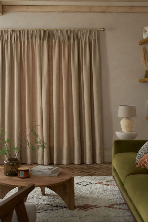 These stylish textured curtains are the perfect way to dress your windows. The heavyweight fabric drapes beautifully for a sophisticated look, while a soft lining provides all-important privacy. Simple silver brushed eyelets make them easy to pair with your existing or chosen curtain pole. Or opt for 6 pencil pleat, which has small, neat folds at the top of the curtain creating a beautiful drape. Pencil pleat curtains can be hung on a track using hooks, or on a pole using hooks and rings (hooks/ Textured Curtains, Pencil Pleat Curtains, Dark Curtains, Pleat Curtains, Curtain Pole, Curtain Texture, Pleated Curtains, Pencil Pleat, Curtain Poles