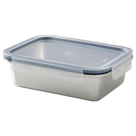 IKEA 365+ food container with lid, rectangular stainless steel/plastic, 34 oz - IKEA Ikea Malaysia, Ikea Food, Ikea Ireland, Food Storage Organization, Pasta Fatta In Casa, Ikea 365, Úložný Box, House Aesthetic, Outdoor Beds