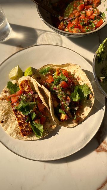 E D E N G R I N S H P A N on Instagram: "Follow @edeneats for more recipes ✨ These tacos. I don’t know how I have never halloumi in a taco before and now...there is no going back The sweet and spicy halloumi paired with a creamy guac and bright and fresh pico 🤌🏼 Honey and Chili Halloumi Tacos with Guac and Pico Makes 4 tacos INGREDIENTS • 1 package of halloumi • 2 tablespoons honey • 1 tablespoon extra virgin olive oil • 1 tsp Aleppo or chili flakes • ¼ tsp ground cumin • 4 f Halloumi Tacos, Taco Ingredients, No Going Back, Chili Flakes, More Recipes, Virgin Olive Oil, Food Presentation, Cookbook Recipes, Savoury Dishes