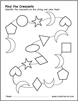 Crescent Worksheets For Preschool, Crescent Activities For Preschool, Crescent Shape Activities For Preschool, Shapes Tracing, Preschool Shapes, Preschool Activities At Home, Worksheets For Preschoolers, Shape Tracing Worksheets, January Activities