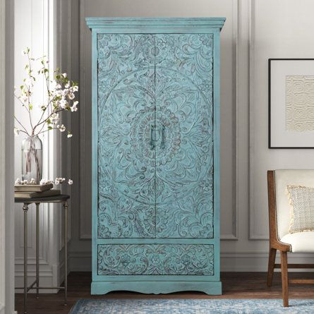 Textured Furniture, French Country Bedroom, Solid Wood Armoire, Wood Armoire, French Country Bedrooms, Kelly Clarkson Home, Wooden Wardrobe, Door Wardrobe, White Shabby Chic