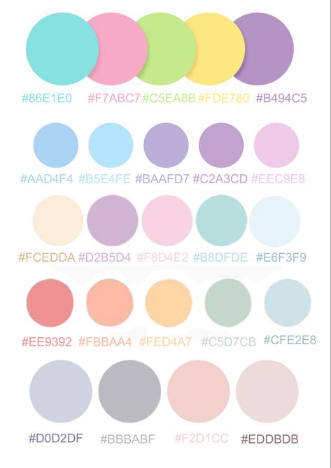 Pastel Colour Hex Codes, Summer Color Hex Codes, Aesthetic Color Palettes For Notes, Hex Color Palette Pastel, Pastel Colours Palette, Note Taking Color Palette, Pastel Color Palette Hex Codes, Pastel Pallete Colour, Pastel Hex Codes