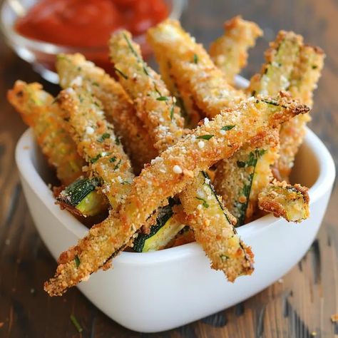 Baked Parmesan Zucchini Fries: A Healthy and Delicious Snack - Flavor Nectar Crispy Baked Zucchini Fries, Cheeseburger Meatloaf Recipes, Zucchini Health Benefits, Baked Parmesan Zucchini, Parmesan Zucchini Fries, Zucchini Sticks, French Toast Muffins, Roasted Vegetable Recipes, Healthy Baked