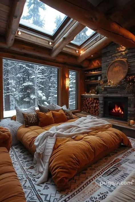 Small Cabin Interiors, Cabin Interior Design, Aesthetic Bedroom Ideas, Cottage Aesthetic, Space Saving Kitchen, Appliances Design, Cozy Spaces, Cabin Interiors, Small Cabin