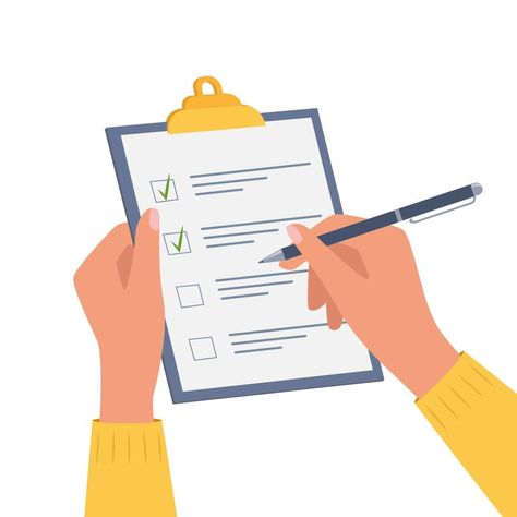 Hands holding clipboard with checklist with green check marks and pen. Human filling control list on notepad. Concept of Survey, quiz, to-do list or agreement. Vector illustration in flat style. Real Madrid Vs Liverpool, Holding Clipboard, Explainer Animation, Liverpool Uk, Whiteboard Animation, Explainer Video, Hands Holding, Flat Style, Clipboard