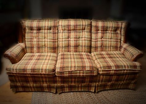 Remember This? 1970’s Plaid Sofa 🛋 Couch Reference Photo, 1930s Couch, 1970s Couch, 60s Couch, 80s Sofa, Cottagecore Couch, 80s Couch, Byers House, 90s Furniture