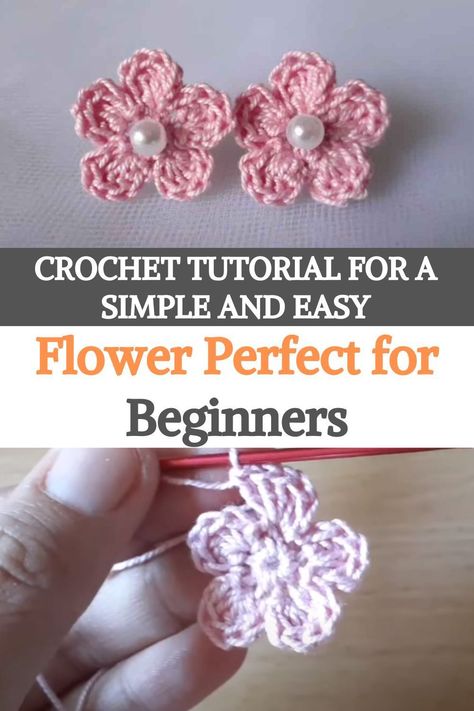 Small Crocheted Flowers, Crochet Small Flower Pattern, Small Crochet Flowers Free Pattern, Easy Crochet Flowers For Beginners, How To Crochet A Flower, Easy Flower Crochet, Simple Crochet Flower, Small Crochet Flower, Small Crochet Flowers