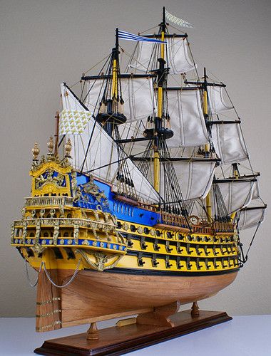 Model Replica of a French Wooden Tall Ship Mercedes Stern, Wood Ship, Tall Ship Model, Model Sailing Ships, Sailing Ship Model, Navi A Vela, Scale Model Ships, Bateau Pirate, Model Ship Building