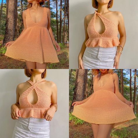 Vintage Crochet Dresses, Crochet Sweater Design, Crochet Top Dress, Crochet Skirt Pattern, Frock Patterns, Mode Crochet, Crochet Tops Free Patterns, Crochet Vintage, Dress Crochet