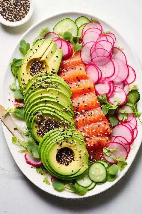 Easy Keto Salmon Sashimi Salad with Sesame Dressing Recipe for Healthy Living #ketodiet #ketorecipes #lowcarb Sesame Dressing Recipe, Sashimi Salad, Low Carb Salmon, Keto Salmon, Salmon Sashimi, Sesame Dressing, Healthy Salmon Recipes, Healthy Salmon, Healthy Meals To Cook