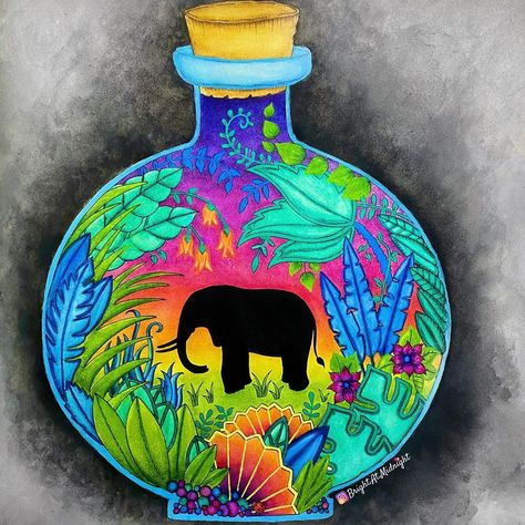 . Gem 🦋💎’s Instagram post: “🐘🌈 I had the most fun with this one. It’s definitely one of my favourite pictures I’ve ever done 🥺 Book 📖 : Magical Jungle 🌿 By 🎨:…” Johanna Basford Magical Jungle Finished Pages, Johanna Basford Magical Jungle, Magical Jungle, Book Maker, Johanna Basford Coloring Book, Basford Coloring, Johanna Basford Coloring, Johanna Basford, Colouring Book