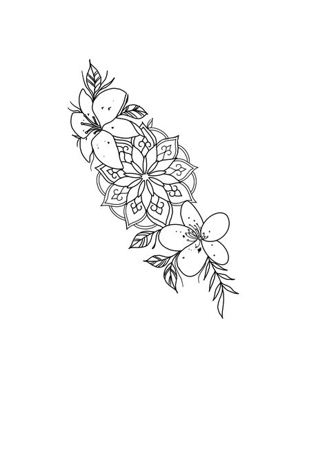 Black Flowers Tattoo, Small Neck Tattoos, Minimalistic Tattoo, Bookish Tattoos, Geometric Mandala Tattoo, Cherry Tattoos, Half Sleeve Tattoos Drawings, Family Tree Tattoo, Neck Tattoos Women