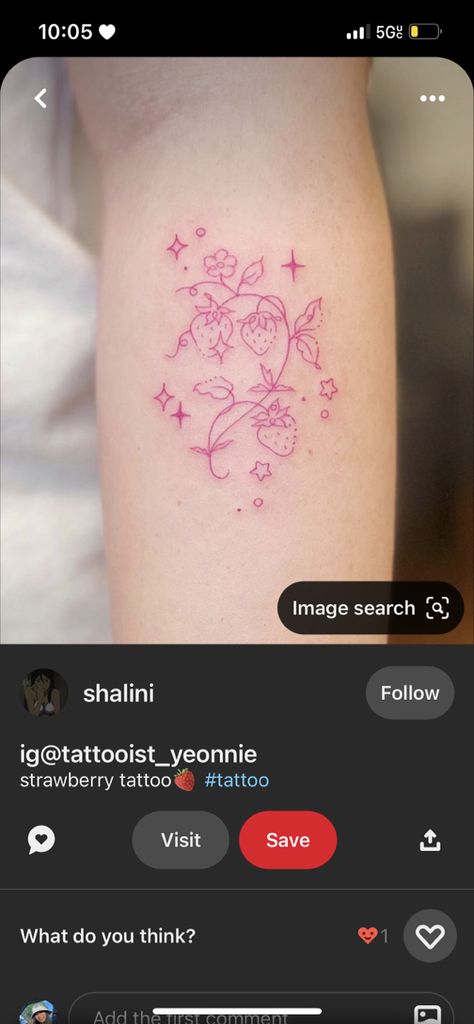 Strawberry Chest Tattoo, Strawberry Moon Tattoo, Strawberry Shortcake Tattoos, Strawberry Shortcake Tattoo Ideas, Red Strawberry Tattoo, Cute Strawberry Tattoo, Above The Knee Tattoos, Strawberry Tattoo Ideas, Strawberry Shortcake Tattoo