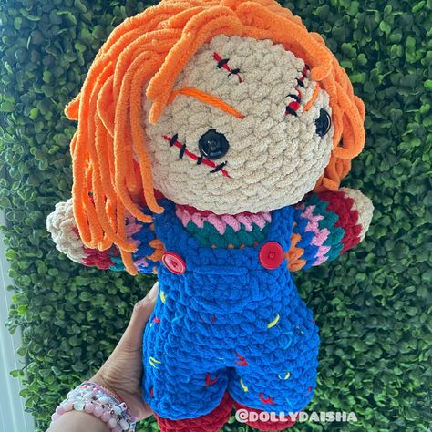 ˙⟡♡₊ Crochet Chucky Doll˚⊹♡ Pattern by me : Hello kitty chucky doll ( modified ) Pattern available on my etsy shop Finished plushie available on my website, made to order! #chucky #crochet #crochetplushies #crochetchucky #crochetersofinstagram Chucky Free Crochet Pattern, Tiffany Chucky Crochet Pattern, Crochet Chucky Doll, Crochet Chucky, Chucky Crosstitch, Hello Kitty Chucky, Glen Doll Chucky, Chucky Doll, Doll Pattern